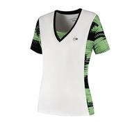 Dunlop Maglietta da Donna Game 1 - Bianco/Nero/Verde Chiaro | Performance Tennis/Padel T-Shirt