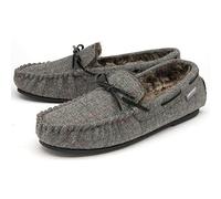 Dunlop Pantofole a mocassino da uomo foderate in pelliccia sintetica, comode, in memory foam, taglie 40-46, Grigio, 41 EU
