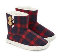 Dunlop, Pantofole da donna a stivaletto, in finta pelliccia di pecora, calde, invernali, altezza alla caviglia, in memory foam, per interni ed esterni, regalo per donne, (Colore: blu navy.), 37 EU