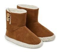 Dunlop - Pantofole da uomo alla caviglia, con finta pelliccia, con suola in gomma, in memory foam, per interni ed esterni, idea regalo per uomo, Marrone (Marrone), 42 EU