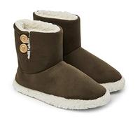 Dunlop - Pantofole da uomo alla caviglia, con finta pelliccia, con suola in gomma, in memory foam, per interni ed esterni, idea regalo per uomo, Verde (cachi), 42 EU