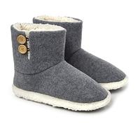 Dunlop - Pantofole da uomo alla caviglia, con finta pelliccia, con suola in gomma, in memory foam, per interni ed esterni, idea regalo per uomo, Grigio (Carbone), 43 EU