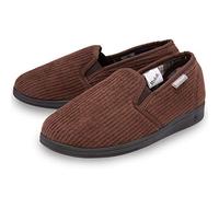 DUNLOP Pantofole da uomo comode con doppio tassello suola in gomma lavabile taglie 7-12, Marrone, 43 EU