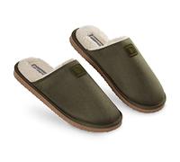 Dunlop, Pantofole da uomo con retro aperto, comode, in memory foam, con suola in gomma, antiscivolo, per interni ed esterni, regalo ideale per uomini, Verde (cachi), 43 EU