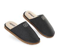 Dunlop Pantofole da uomo con suola antiscivolo e fodera in peluche, grigio scuro, 41 EU