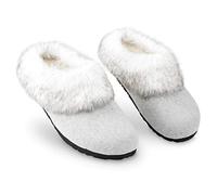 DUNLOP Pantofole Donna, Ciabatte Pelose Donna Invernali da Casa Antiscivolo con Suola in Gomma (37 EU, Griogio, numeric_37)