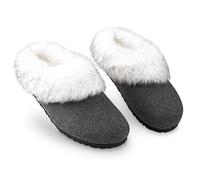 DUNLOP Pantofole Donna, Ciabatte Pelose Donna Invernali da Casa Antiscivolo con Suola in Gomma (37 EU, Grigio scuro, numeric_37)