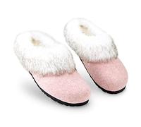 DUNLOP Pantofole Donna, Ciabatte Pelose Donna Invernali da Casa Antiscivolo con Suola in Gomma (38 EU, Rosa, numeric_38)