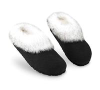 DUNLOP Pantofole Donna, Ciabatte Pelose Donna Invernali da Casa Antiscivolo con Suola in Gomma (39 EU, Nero, numeric_39)