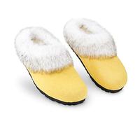 DUNLOP Pantofole Donna, Ciabatte Pelose Donna Invernali da Casa Antiscivolo con Suola in Gomma (40 EU, Senape, numeric_40)