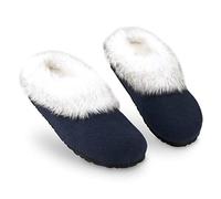 DUNLOP Pantofole Donna, Ciabatte Pelose Donna Invernali da Casa Antiscivolo con Suola in Gomma (41 EU, Navy, numeric_41)