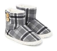Dunlop Pantofole Donna Invernali a Stivaletto Antiscivolo Memory Foam Regalo di Natale (Grigio/Bianco, 38 EU)