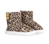 Dunlop Pantofole Donna Invernali a Stivaletto Antiscivolo Memory Foam Regalo di Natale (Leopardato, 37 EU)