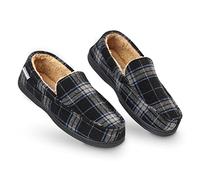 Dunlop - Pantofole mocassino da uomo, in pile sherpa con suola in gomma, con memory foam, traspiranti, per interni ed esterni, idea regalo per uomo, (Nero grigio), 44 EU