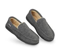 Dunlop - Pantofole mocassino da uomo, in pile sherpa con suola in gomma, con memory foam, traspiranti, per interni ed esterni, idea regalo per uomo, Grigio (Carbone), 44 EU