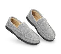Dunlop - Pantofole mocassino da uomo, in pile sherpa con suola in gomma, con memory foam, traspiranti, per interni ed esterni, idea regalo per uomo, Grigio (Grigio), 45 EU
