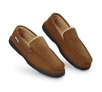 Dunlop - Pantofole mocassino da uomo, in pile sherpa con suola in gomma, con memory foam, traspiranti, per interni ed esterni, idea regalo per uomo, Marrone (Marrone), 44 EU