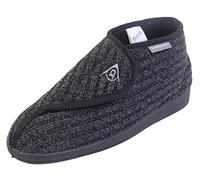 Dunlop - Pantofole ortopediche a stivaletto da uomo, con chiusura a strappo regolabile, Maglia nera., 45 EU
