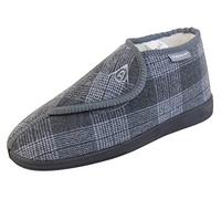 Dunlop - Pantofole ortopediche a stivaletto da uomo, con chiusura a strappo regolabile, Plaid grigio., 45 EU