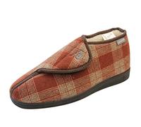 Dunlop - Pantofole ortopediche a stivaletto da uomo, con chiusura a strappo regolabile, Plaid marrone., 42 2/3 EU