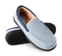 Dunlop Pantofole Uomo Ciabatte Invernali da Casa Calde Comode Antiscivolo Memory Foam (Blu/Bianco, 44 EU)