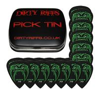 Dunlop - Plettri per chitarra, con zanna nera, 0,73 mm, in una pratica scatola di latta