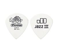 Jim Dunlop Tortex Jazz III, plettro per chitarra, 0,88 mm, confezione da 12, colore: Bianco