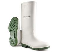 Dunlop Pricemastor - Stivali da pioggia in PVC unisex - Impermeabili, leggeri, resistenti ai prodotti chimici e certificati CE - Robusti stivali per industria e tempo libero - Bianco/Verde - Taglia 36