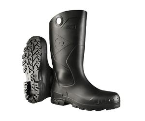 DUNLOP Protective Footwear, Chesapeake Steel Toe, 100% Waterproof, Lightweight, Industrial and Construction PVC Boots, Slip Resistant, 8677677.07, Size 7 US, Black