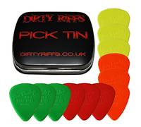 Dunlop Riffs - 12 plettri per chitarra, 3 di ogni dimensione in una pratica scatola di latta