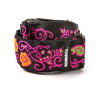 DUNLOP - Tracolla JH22 Jimi Hendrix Blacklight Monterey Pink per chitarra e basso, jacquard con finiture in pelle, regolabile e resistente