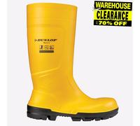 DUNLOP Work-It S5 - Stivali da lavoro in PVC unisex - Impermeabili, con puntale in acciaio, antiscivolo e resistenti ai prodotti chimici - Giallo - Taglia 39