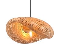 DUNMW Lampada a sospensione in bambù intrecciata a mano creativa Forma a conchiglia Lampadario in bambù Lampada da soffitto Lampadario in bambù naturale per camera da letto, soggiorno, sala da tè