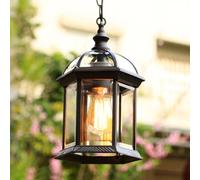 DUNMW Lampada a sospensione vintage Lampada da soffitto impermeabile per esterni Vigna Lampadario a sospensione in alluminio in vetro per portico, corridoio, villa, cortile, interno, E27