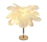 DUNMW Lampada da tavolo bianca creativa con piume di struzzo Lampada da comodino Lampada da tavolo a luce notturna con paralume romantico per soggiorno camera da letto