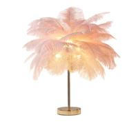 DUNMW Lampada da tavolo creativa in piuma di struzzo rosa lampada da comodino elegante paralume illuminazione notturna da tavolo per soggiorno camera da letto decorazione della casa, plug-in