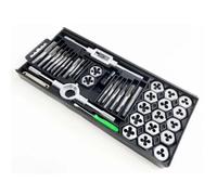 Dunnet Tools Set completo di 40 pezzi di maschi e matrici da M3 a M12, kit di riparazione per filettature con custodia, chiave, utensili da taglio, chiave, calibro filettatura ed estrattore per