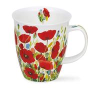 Dunoon - Tazza in porcellana fine, a forma di Nevis, realizzata in Inghilterra, lavabile in lavastoviglie e adatta al microonde - Prato (papavero)