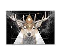 DunPei Animali Ritratto PosterDipinti Graffiti Cerf abstrait decorazione artistica da parete, decorazione moderna, poster artistico da appendere(Bianco)-50x70cm Non incorniciato