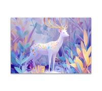 DunPei Animali Ritratto PosterDipinti Graffiti Cerf abstrait decorazione artistica da parete, decorazione moderna, poster artistico da appendere(Violetta)-50x70cm Non incorniciato