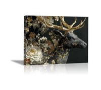 DunPei Animali Ritratto PosterDipinti Graffiti Cerf abstrait decorazione artistica da parete, decorazione moderna, poster artistico da appendere(nero)-70x100cm Incorniciato