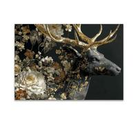 DunPei Animali Ritratto PosterDipinti Graffiti Cerf abstrait decorazione artistica da parete, decorazione moderna, poster artistico da appendere(nero)-70x100cm Non incorniciato