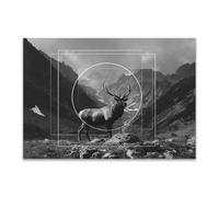 DunPei Animali Ritratto PosterDipinti Graffiti Cerf abstrait decorazione artistica da parete, decorazione moderna, poster artistico da appendere(Bianco e nero)-60x90cm Non incorniciato