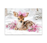 DunPei Animali Ritratto PosterDipinti Graffiti Cerf abstrait decorazione artistica da parete, decorazione moderna, poster artistico da appendere(rosa)-60x90cm Non incorniciato