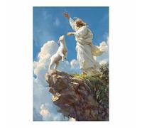 DunPei Art Murale Tela Pittura Gesù immagine, Gesù e le pecore Home Decor Art Murale, Poster Nordico e Impressioni pure Sacre Murali Per Soggiorno Nessuna(bianco04)-50x70cm Non incorniciato