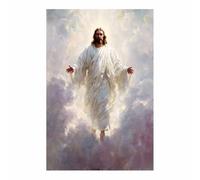 DunPei Gesù Stampe Le nuvole e Gesù su Tela Poster Cattolico Artwork for Spiritual Room Decorazione della Parete della Camera da Lett(bianco18)-70x100cm Non incorniciato