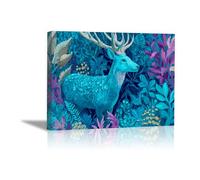 DunPei Poster con animali Cerf abstrait Decorazione Murale Camera da Letto Cucina Quadri Moderni Soggiorno Grafica Immagini Wall Art(verde)-70x100cm Incorniciato