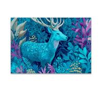 DunPei Poster con animali Cerf abstrait Decorazione Murale Camera da Letto Cucina Quadri Moderni Soggiorno Grafica Immagini Wall Art(verde)-50x70cm Non incorniciato