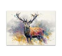 DunPei Poster con animali Cerf abstrait Decorazione Murale Camera da Letto Cucina Quadri Moderni Soggiorno Grafica Immagini Wall Art(Bianco)-70x100cm Non incorniciato