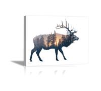 DunPei Poster con animali Cerf abstrait Decorazione Murale Camera da Letto Cucina Quadri Moderni Soggiorno Grafica Immagini Wall Art(Bianco)-60x90cm Incorniciato